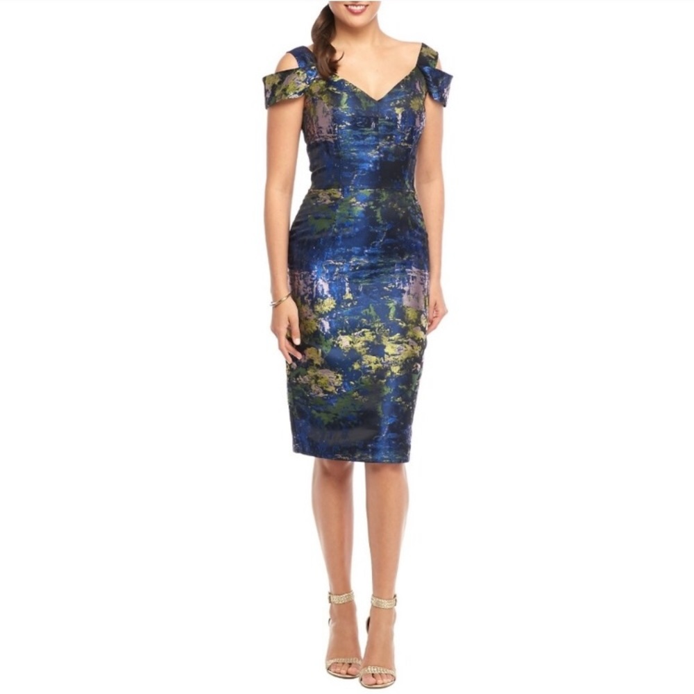 Monet Jacquard Metallic Dress